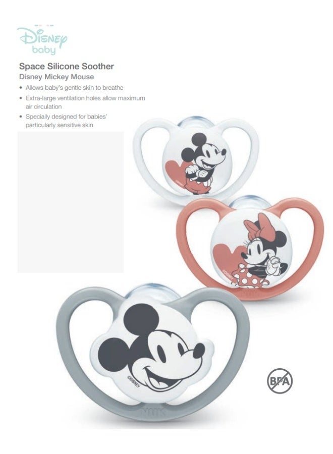 NUK Space Silicone Soother Disney Mickey Mouse 6-18 months B - Image 3